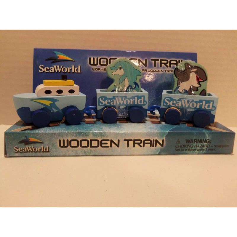SEA WORLD WOODEN TRAIN (DOLPHIN & WHALE) SET-SEE DESCRIPTIONS- RARE