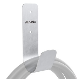 ABSINA Stainless Steel Type 2 Wall Mount Including Mounting Accessories - 16.1 x 4.5 x 8.3 cm - Cable Wall Mount for Type 2 Charging Cable, Wall Box Cable Holder, Charging Cable Holder Type 2, Wall