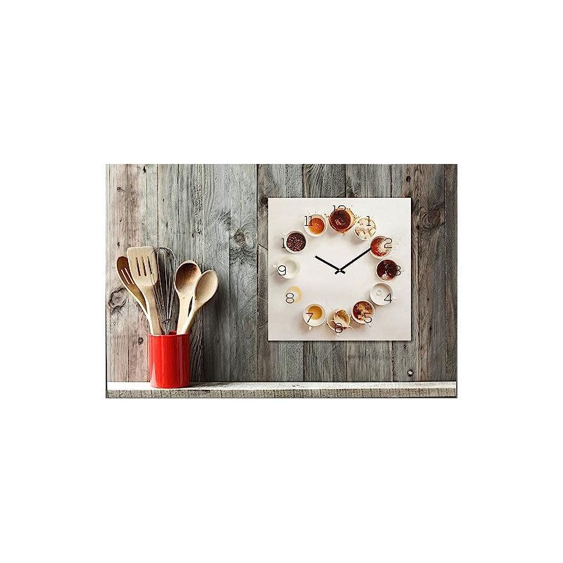 Wall Clock 30 x 30 cm Aluminium Dibond Kitchen Clock