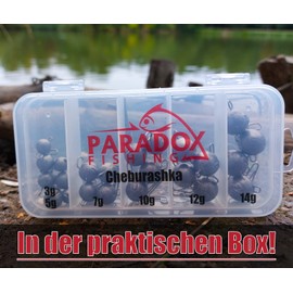 Paradox Fishing Cheburashka Lead Set I 27 Leads (3g/5g/7g/10g/12g/14g) Each 4/5 Pieces with Box (59 Pieces) I Lead for Offset Hooks - Dropshot Lead Drop Shot Lead Jig Heads