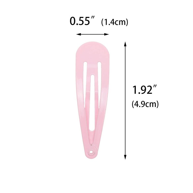 40 Counts Pink Color Metal Snap Hair Clips 2 Inch
