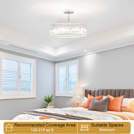 Lxybcce Modern Crystal Ceiling Light Fixture, Semi Flush Mount Ceiling Light, Chrome Hallway Lighting Fixtures Chandelier, Crystal Chandelier for Kitchen Bedroom Dining Room Closet, 5-Light, 16 Inch