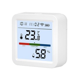 Intelligent Temperature and Humidity Sensor WiFi / Zigbee with Backlight Indoor Hygrometer Voice Control via Alexa Google Home