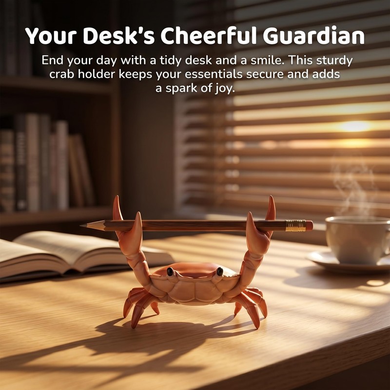 FYDHI 2-Pack Desk Crab Pen Holder, Creative Weightlifting Crab Pencil