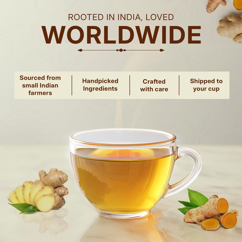 Tealeaf & Co. Turmeric Ginger Herbal Tea - Organic Ginger