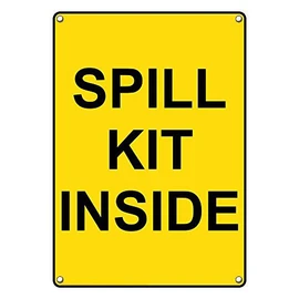 Weatherproof Plastic Vertical Spill Kit Inside Sign with English Text