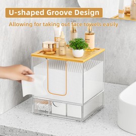 Acrylic Disposable Face Towel Holder, Clean Container Box, Clear