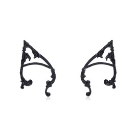 Gothic Elf Ear Cuffs with Piercing Punk Earring Studs Creative Contour Earrings Cosplay Ear Wraps Statement Jewelry for Women Best Present Gift for Birthday Valentine‘s Day Holiday-Black