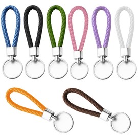 8 pcs Key Fob Leather Strap Lanyard Leather Braided Key Ring Car Key Ring Pendant Multicoloured, multicoloured
