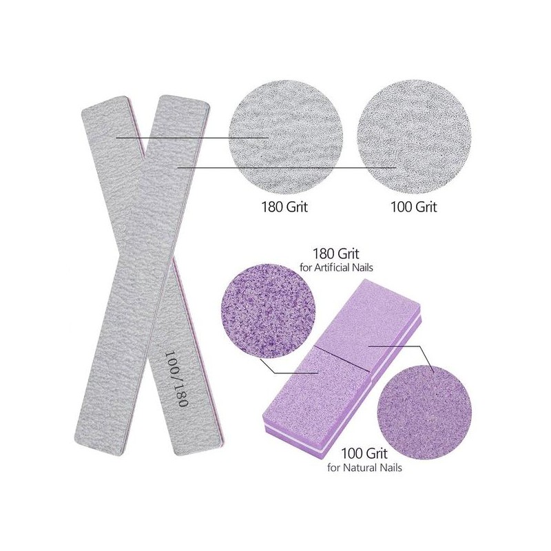 아크릴 네일용 100 180개 그릿 블록 버퍼 파일 보드 25개와