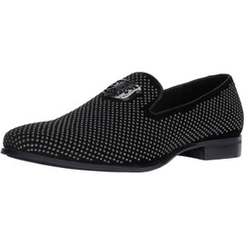 STACY ADAMS mens Swagger Studded Slip on Loafer, Black, 7.5 US