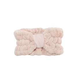 monscliff Women's Hair Band, Face Washing, Wide Type, Extra Thick, Microfiber, Elastic, Durable, Ribbon, Fluffy, Smoky Pink