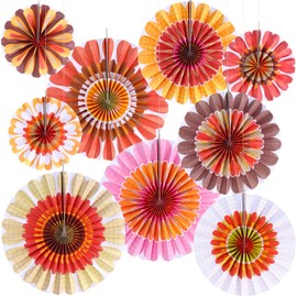 Outus 9 Pcs Flower Hanging Decorations Paper Fan Spring Summer Flower Classroom Ceiling Wall Decor Colorful Springtime Bloom Paper Fan for Wedding Birthday Themed Party Supplies (Spring Daisy)