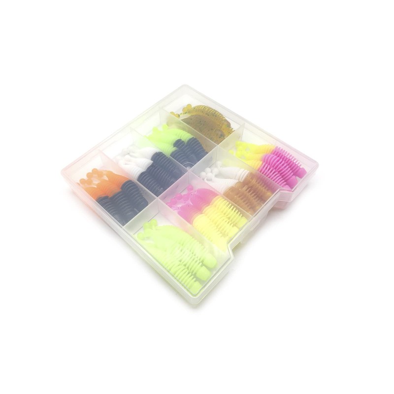 Trout bait rubber set, 48 pieces, trout bait box, trout