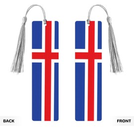 Flag of Iceland Print Wooden Bookmark Wood with Tassel for Reading,Perfect Present for Book Lovers