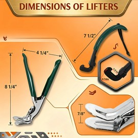 OLIGAI Grill Grate Lifter and Heavy Duty Grill Gripper Tongs Set for Effortlessly Lift Hot Cast Iron & Stainless Steel Grates,Compatible with Charcoal and Gas BBQs | 2 Pack(Green)