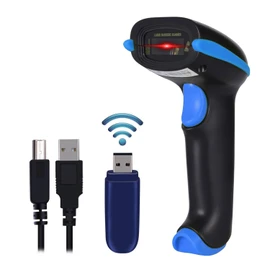 WoneNice 2.4G Wireless Barcode Scanner – 1D Handheld Cordless Barcode Reader for Retail, Warehouse, Inventory – 100ft Range, Plug & Play – Compatible with Windows, Linux, POS (Blue)
