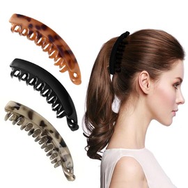 Banana Hair Clips for Women, Pack of 6, Non-Slip Ponytail Holder Clip, Large Banana Clip, Colourful Banana Clip, Banana Hair Clips for Women, Girls, Thick Medium Hair