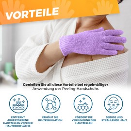 Körperpeeling-Handschuh – Körperpeeling-Schwamm – Crin-Handschuh – Reinigung und Peeling – entfernt abgestorbene Zellen, verbessert die Durchblutung, glättet die Haut – alle Hauttypen – (Packung mit 2