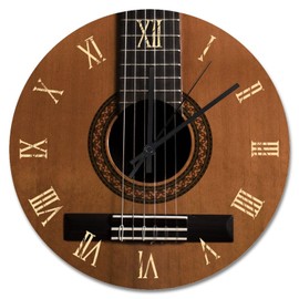 godblessign Acoustic Guitar Large Wall Clocks Battery Operated 15 Inch Silent Guitar Music Style Analog Clock Rustic Wall Art Farmhouse Home Decor for Living Room Kitchen Bedroom Bathroom