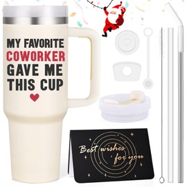 LiqCool Coworker Christmas Gifts for Women Female, Funny 40 Oz Favorite Coworker Gifts Ideas for Female Boss Lady Manager, Best Co Worker Gifts for Boss Day Christmas Birthday (Cream)