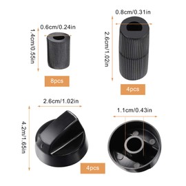 4 PCS Black Gas Stove Knobs Replacements with 12 Adapters for Oven/Stove/Range/BBQ/Grill Smoker/Pizza Oven/Gas Bottle. Oven Knob Kitchenaid Stove Knobs Electric Roaster Replacement Parts