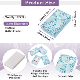 Craftdady 12Pcs Light Blue Heart Pattern Cardboard Jewelry Packaging Boxes Bowknot Present Boxes Small Cardboard Jewelry Display Boxes 8.1x5x2.8cm for Rings Small Watches Necklaces Earrings Bracelets
