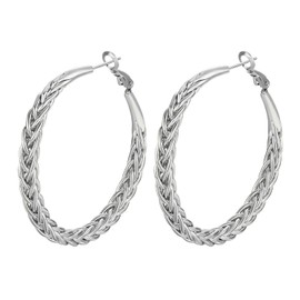 Gelanmeng Twisted Hooop Earrings for Women - 14k Gold Plated with 925 Sterling Silver Post Lightweight&Hypoallergenic Large Thick Hoop Earrings Jewelry for Women (silver 50)
