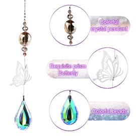Suncatcher Crystal Window, Pack of 7 Butterfly Crystal Pendant Decoration, Crystal Rainbow, Crystal Pendant Decoration, Crystal Suncatcher, Window Decoration, Hanging, for Room Lamp, Garden Decoration