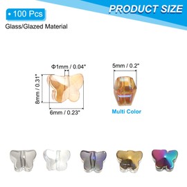 PATIKIL Butterfly Beads, 100Pcs Crystal Butterfly Beads Electroplated Czech Glass Beads Spacer Bead for DIY Jewelry Making Bracelets Necklace