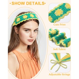 HAIMEIKANG Hippie Hair Bandanas Headbands for Women Boho Headband Knit Hair Bands Floral Head Wrap for Girls(Purple+Green+Blue)