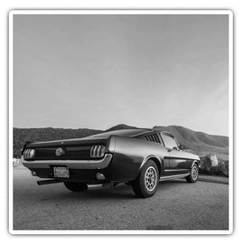 Square Stickers (Set of 2) 7.5cm BW - Classic Muscle Car Sunset Fun Decals for Laptops,Tablets,Luggage,Scrap Booking,Fridges, #39742