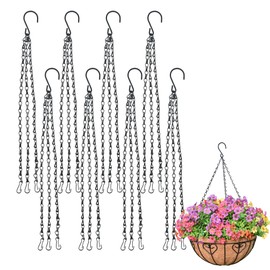 XXFBJNMD 8 Pcs Hanging Chain 13.7 Inches Black Hanging Plant Chain and Hooks 3-Point Basket Replacement Chain for Planters, Bird Feeders, Lantern, Lamp