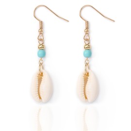 Olbye Cowrie Shell Earrings Turquoise Gold Earrings for Women Boho Earring Body Jewelry