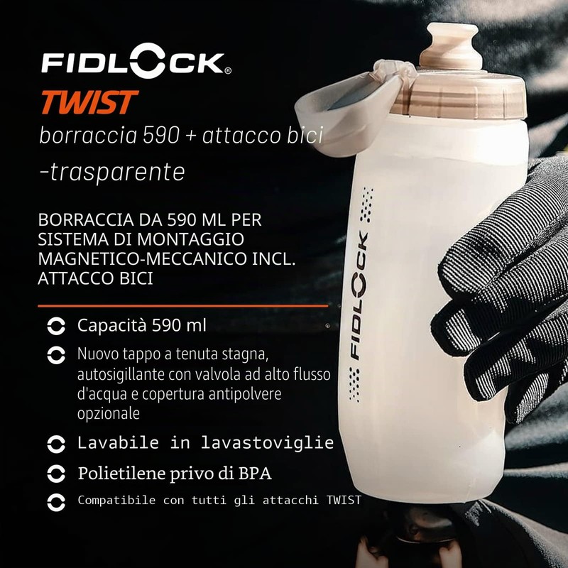 Fidlock Set di borracce Twist Bottle 590, colore: bianco trasparente