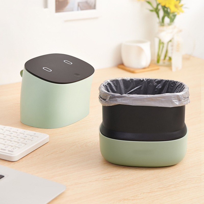 Mini Trash Can with Lid Small Desktop Trash Can Detachable