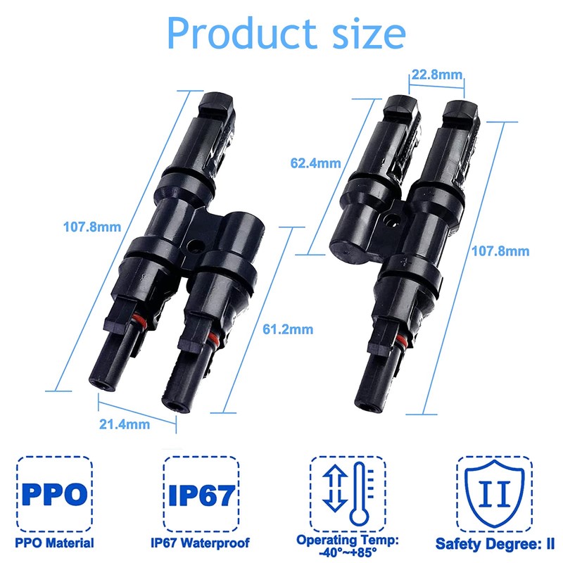 OBLLAR Solar Branch Connector Y Connector for Parallel Connection Between