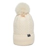 Funky Junque Cable Knit Fleece Lined Pom Beanie - Beige
