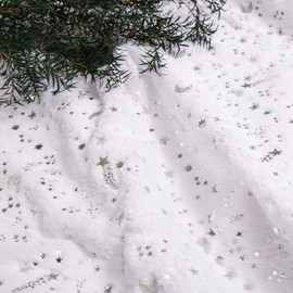 Acdoslow 30"/36"/48" Christmas Tree Skirt,Plush Faux Fur Xmas Tree Skirt with Gold/Silver/Colorful Star Moon Sequins White Tree Mat for Christmas Holiday Party Winter Home Decor 906/Silver/78cm