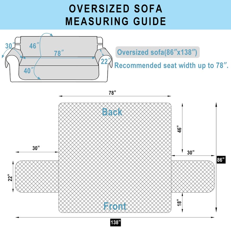 Luxshare Home Reversible Oversized Sofa Covers Couch Cover Furniture Protector