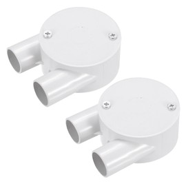 sourcing map 2Pcs PVC Conduit Box Junction Box U-shaped 2 Way 20mm with Cover, M4 Screws for Home Hose Electrical Conduit Electronic Projects