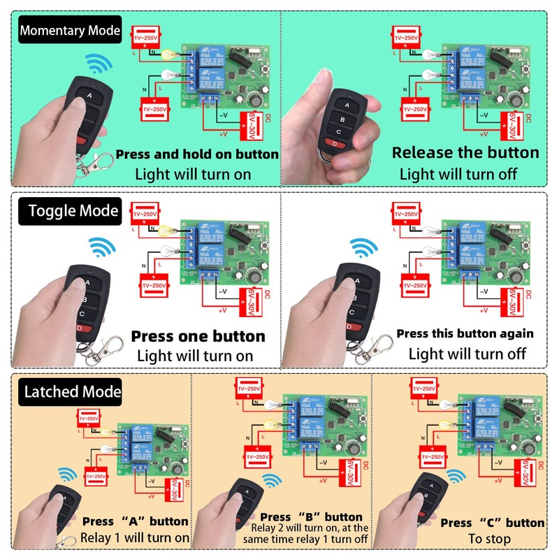 DieseRC 433Mhz Universal Wireless Remote Control Switch Secure Radio Frequency