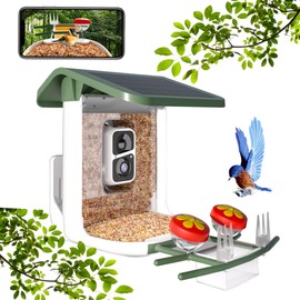 QUICTIGRY Bird Feeder with Camera, AI Identify Birds Species, Solar Powered Smart Birds Camera, Live View, Instant Arrival Alerts, Capture Bird Video, Bird Lover Watching Birds