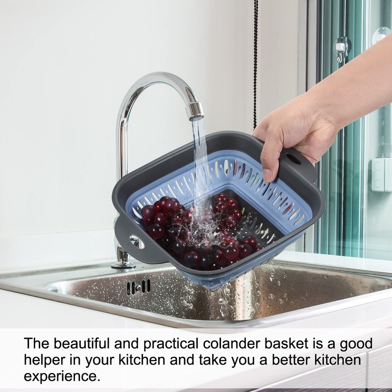 sourcing map Collapsible Colander Set 2pcs, 3-Quart Square Collapsible Strainers