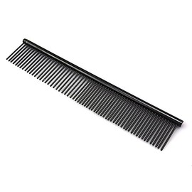 ZoCr Stainless Steel Pet Comb for Dogs Cats, Pet Grooming Comb with Different Spaced Rounded Teeth (Black)