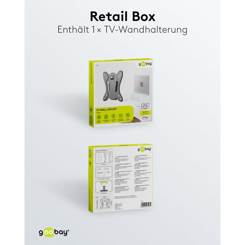 Goobay Fixed Wall Mount S for TVs from 23 to