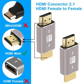 AXFEE HDMI to HDMI, Pack of 2 Mini HDMI Male to HDMI Male Adapter, HDMI 2.1 Version, Mini HDMI Adapter, HDMI Coupling HDMI Connector for Laptop HDTV, 8K@60Hz /4K@120Hz /2K@1080p