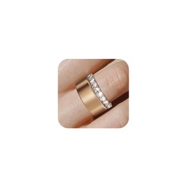 Polyjoy 14K Gold Plated Stacking Ring for Oura Ring Gen 4/Gen 3, Sparkling Cubic Zirconia Decorative Stack Rings Stackable Bands for Women, Rosegold