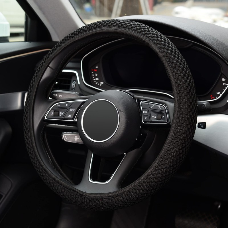 KAFEEK Elastic Stretch Steering Wheel Cover,Warm in Winter and Cool