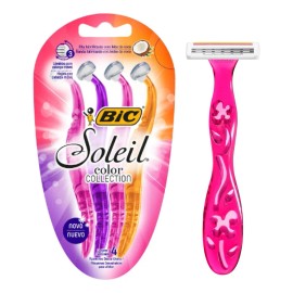 Máquinas de Afeitar Descartables Afeitadoras Rastrillos Desechables Femenina 3 Hojas Bic Soleil Color Collection 4 Piezas
